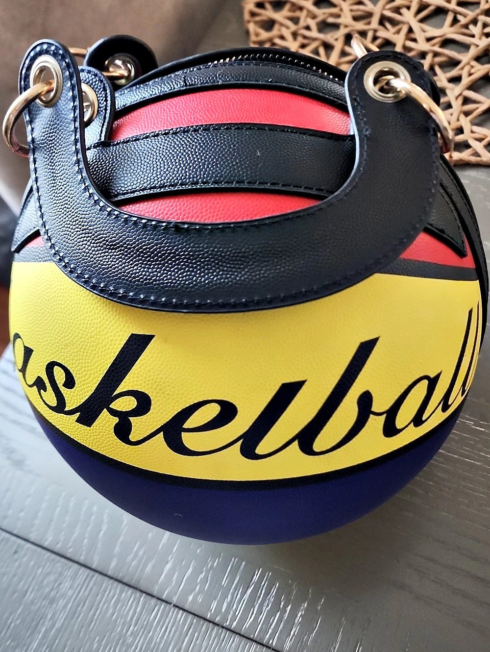 Round Color Block Crossbody Bag in Yellow & Blue